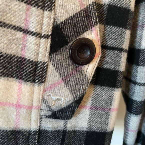 Victoria’s Secret PINK Limited Edition Plaid Pink Grey Fur Winter Coat Size L - Picture 10 of 16